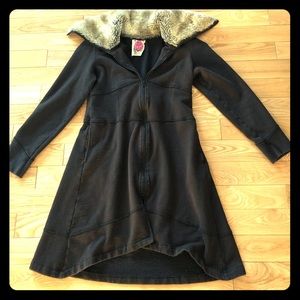 Brown jacket with faux fur collar